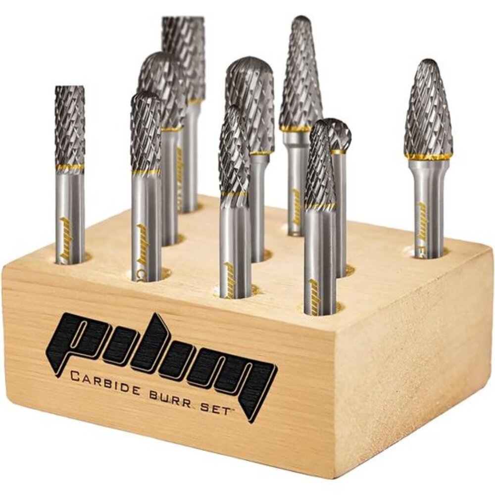 Tungsten Carbide Burr Set 1/4" Shank 10PC Double Cut Rotary Cutting Burrs Die